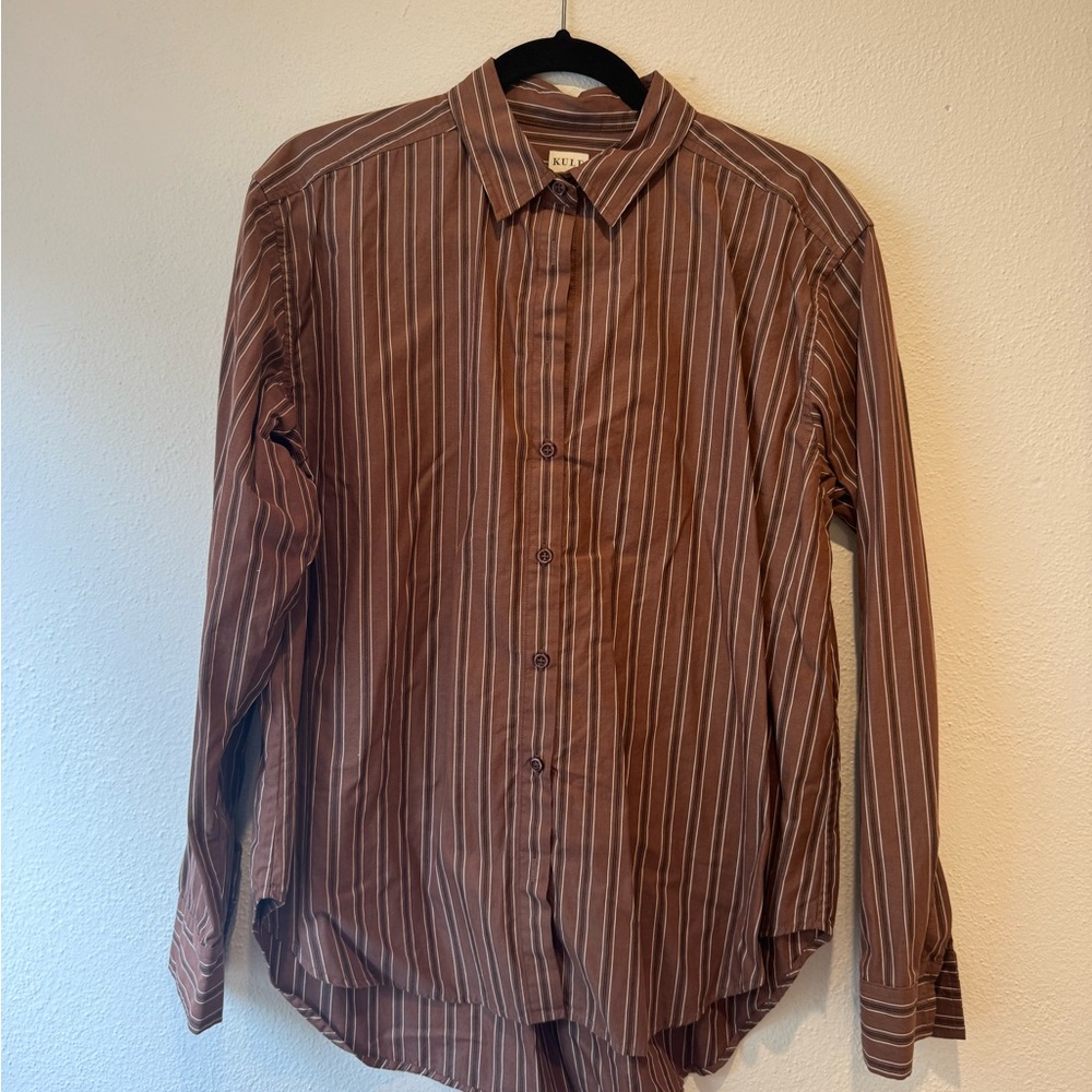Kule Women’s Brown Striped Button-Up Shirt